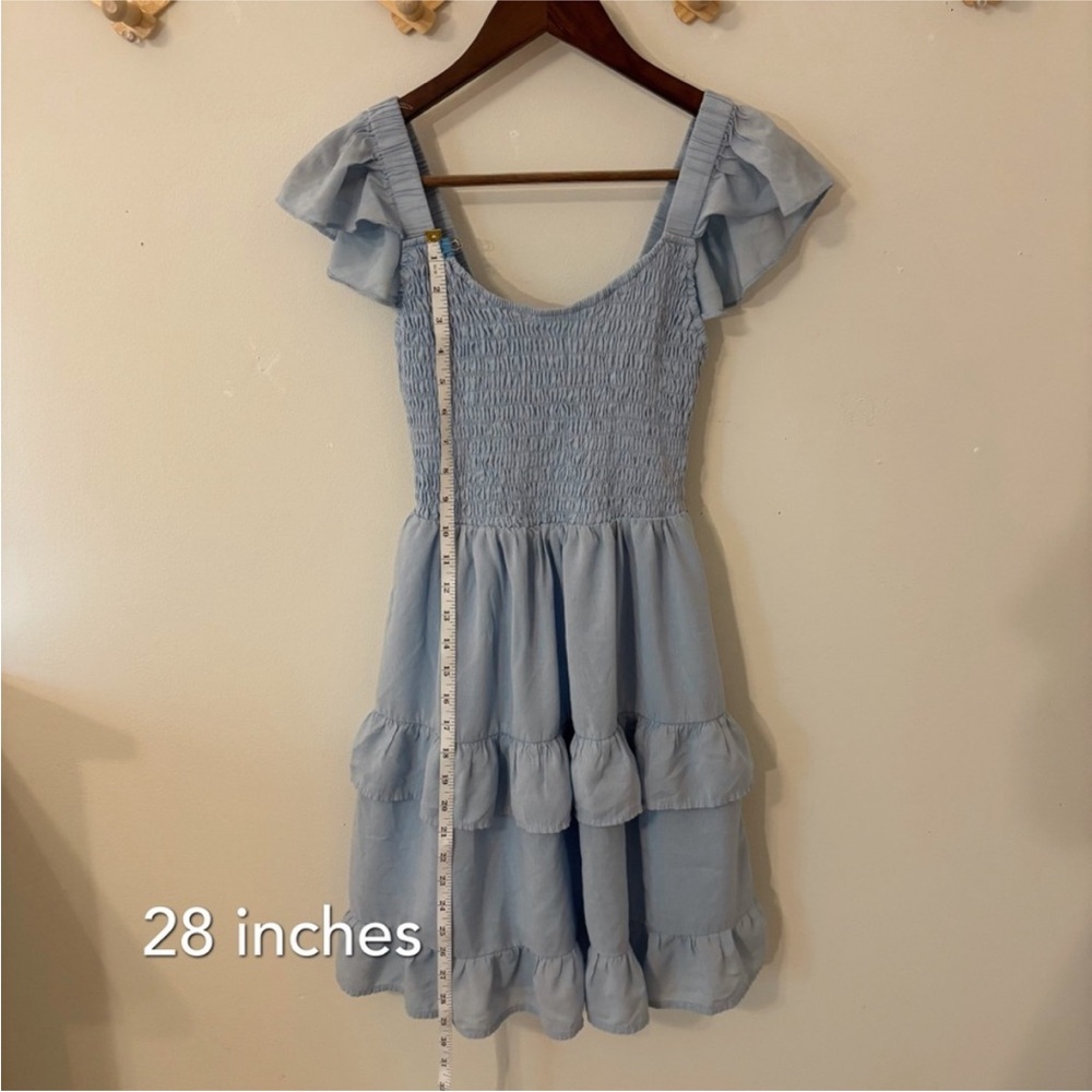 Summer Dress Casual Boho Smocked Ruffle Beach Babydoll Mini Dress Layered Flowy - Picture 5 of 8